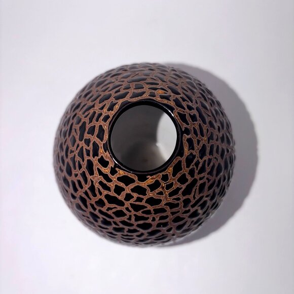 Keramik Ceramic Brown & Bronze Textured Reptile Inspired Ceramic Vase Artisan - Picture 6 of 10
